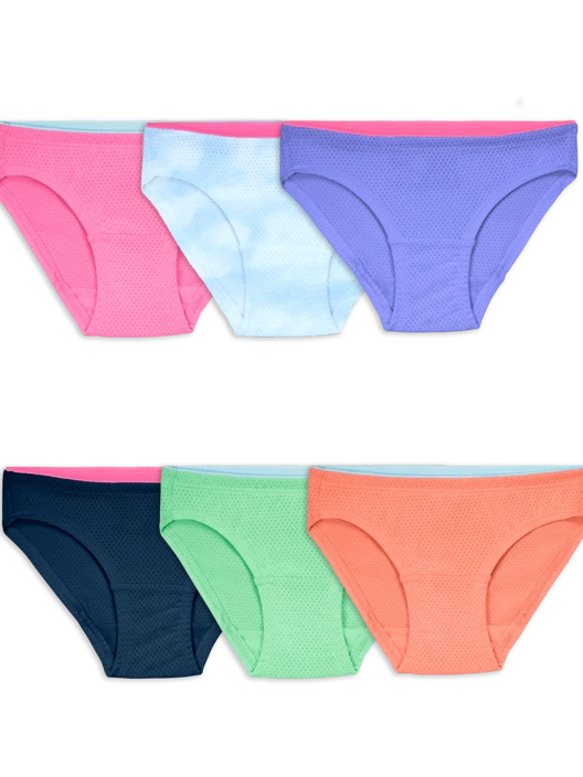 Fruit Of The Loom Girls' Breathable Micro-Mesh Bikini Panty Assorted 6 Pack