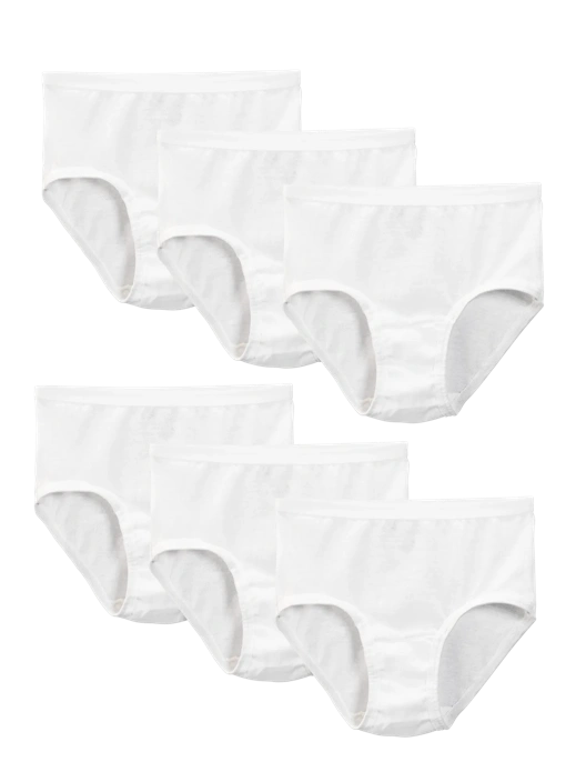 fruit of the loom Girls' Cotton Brief Panty White 6 Pack
