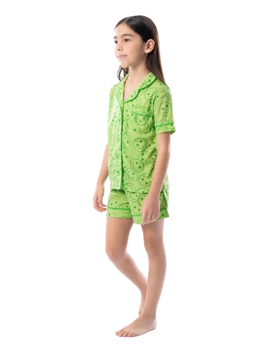 Fruit Of The Loom Girls' Energize Loose Fit Short Sleeve Top & Short Pajama Sleep Set