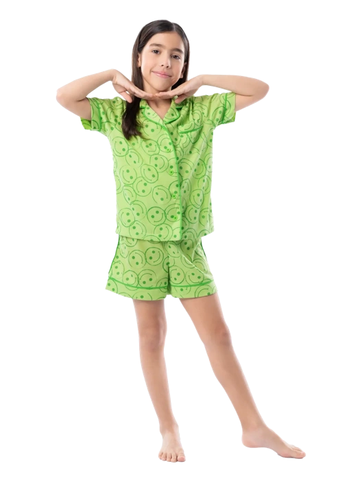 fruit of the loom Girls' Energize Loose Fit Short Sleeve Top & Short Pajama Sleep Set