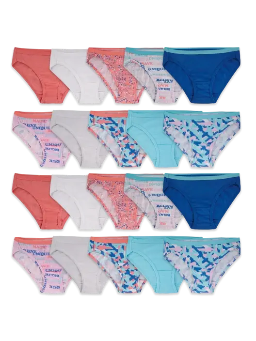 fruit of the loom Girls' Eversoft®  Bikini Underwear Assorted 20 Pack