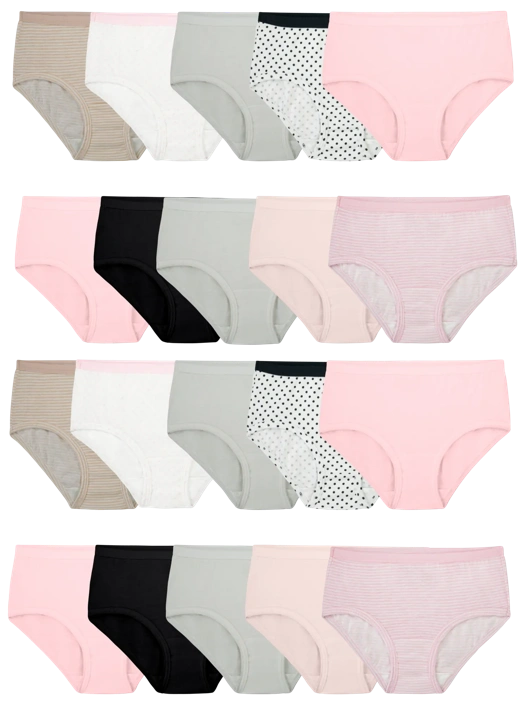 Fruit Of The Loom Girls' Eversoft® Brief Underwear Assorted 20 Pack