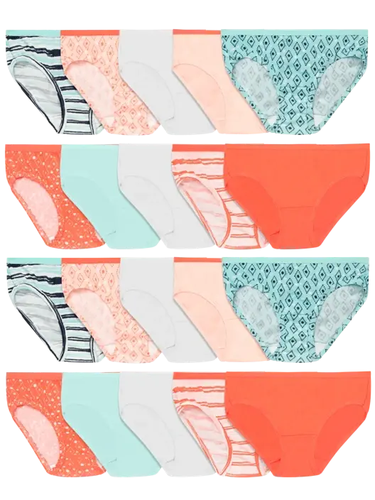 Fruit Of The Loom Girls' Eversoft® Hipster Underwear Assorted 20 Pack