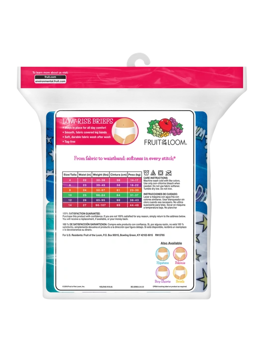 Fruit Of The Loom Girls' Eversoft®  Low Rise Brief Underwear Assorted 10 Pack