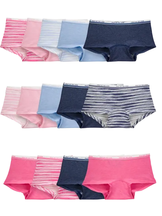 fruit of the loom Girls' Heather Boy Short Underwear Assorted 14 Pack