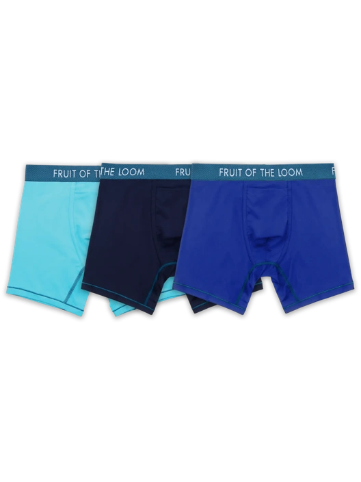 fruit of the loom Men's 360 Stretch Active Mesh Zones Boxer Brief Assorted 3 Pack