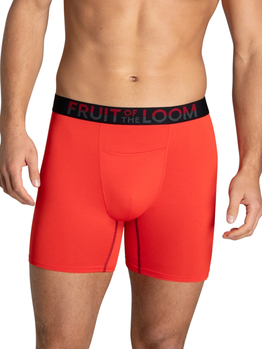 Fruit Of The Loom Men's 360 Stretch Cooling Channels Boxer Briefs Extended Sizes Assorted 6 Pack