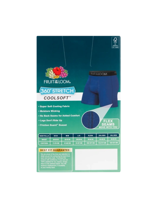 Fruit Of The Loom Men's 360 Stretch Coolsoft Boxer Brief 2XL Assorted 6 Pack
