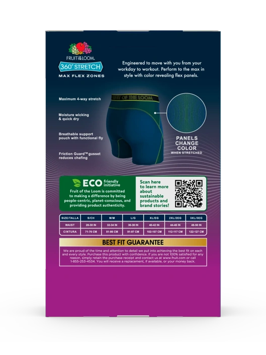 Fruit Of The Loom Men's 360 Stretch Max Flex Zones Boxer Brief