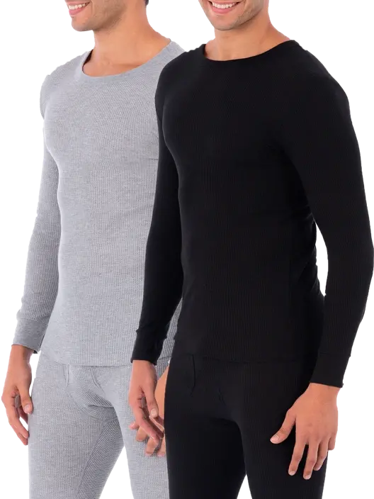 Fruit Of The Loom Men's & Big Men's Waffle Thermal Crew Top 2 Pack