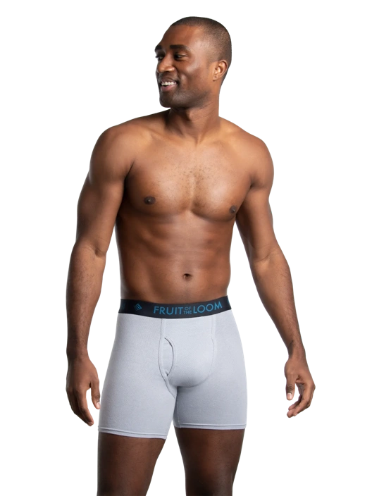 Fruit Of The Loom Men's Breathable Cotton Micro-Mesh Boxer Briefs Black And Gray 3 Pack