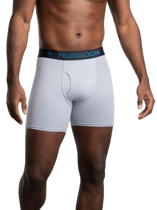 Fruit Of The Loom Men's Breathable Cotton Micro-Mesh Boxer Briefs Black And Gray 3 Pack