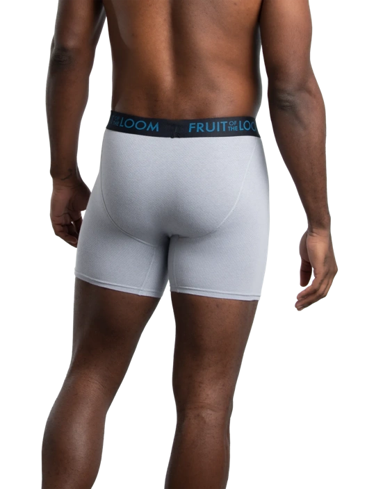 Fruit Of The Loom Men's Breathable Cotton Micro-Mesh Boxer Briefs Black And Gray 3 Pack