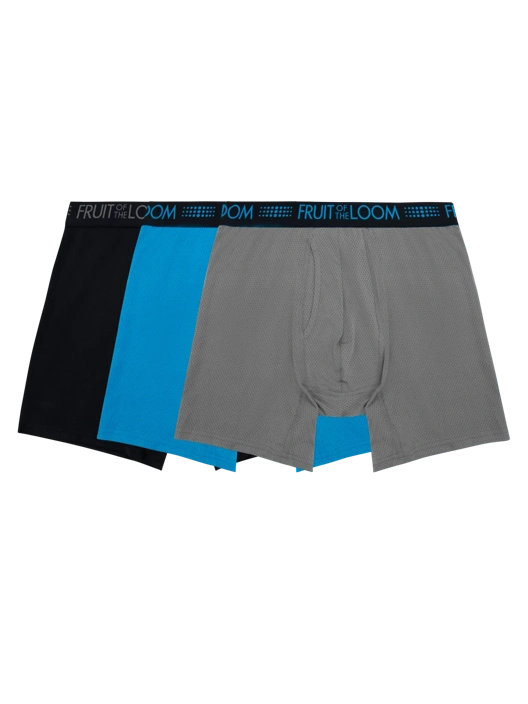 fruit of the loom Men's Breathable Micro-Mesh Support Pouch Boxer Brief Assorted 3 Pack