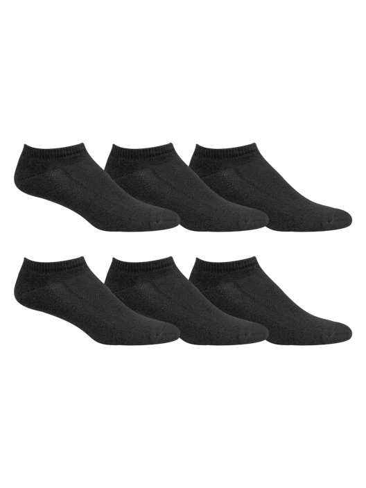 Fruit Of The Loom Men's Breathable No Show Socks Black 6 Pack