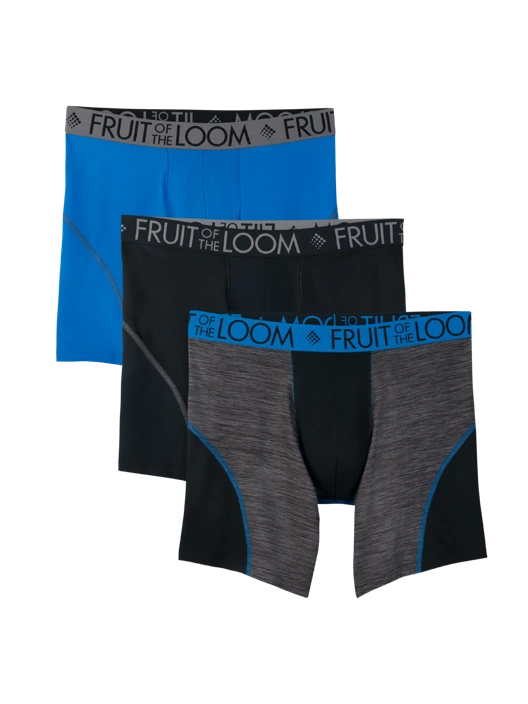fruit of the loom Men's Breathable Performance Micro Mesh Boxer Brief Assorted 3 Pack
