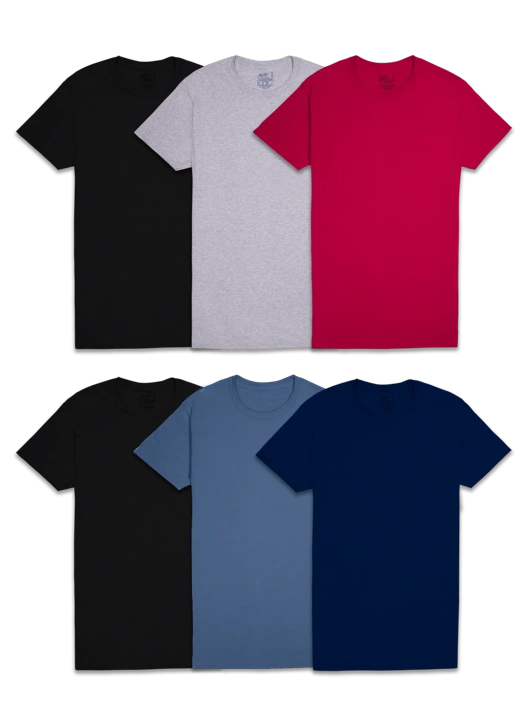 fruit of the loom Men's Classic Fit Crew T-Shirt Extended Sizes Assorted 6 Pack