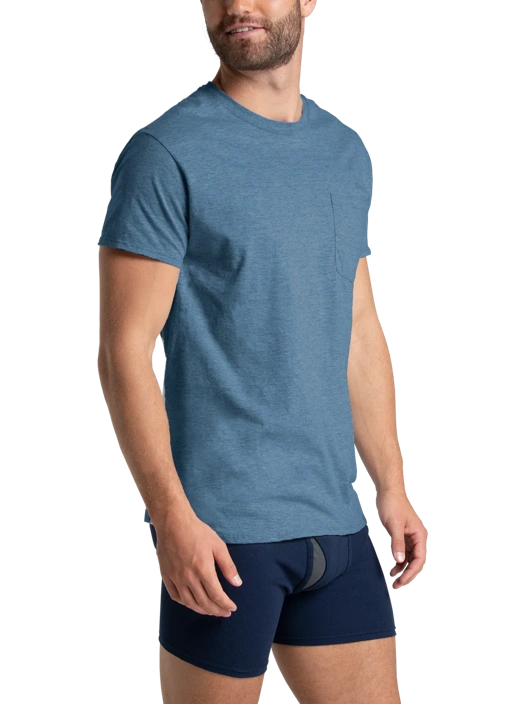 Fruit Of The Loom Men's Classic Fit Pocket T-Shirt Assorted 3 Pack