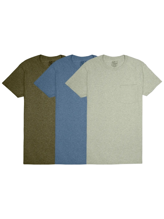 Fruit Of The Loom Men's Classic Fit Pocket T-Shirt Assorted 3 Pack