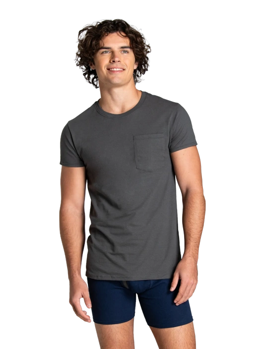 Fruit Of The Loom Men's Classic Fit Pocket T-Shirt Black And Gray 6 Pack