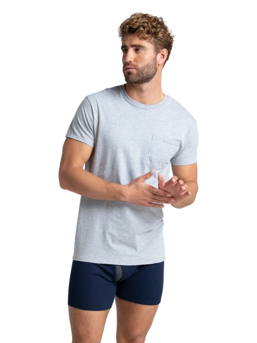 Fruit Of The Loom Men's Classic Fit Pocket T-Shirt Extended Sizes Black And Gray 3 Pack