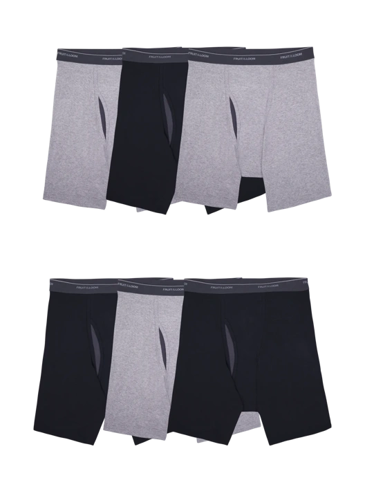 fruit of the loom Men's CoolZone® Boxer Brief Black and Gray 6 Pack fruit of the loom Men's CoolZone® Boxer Brief Black and Gray 6 Pack