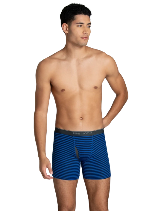 Fruit Of The Loom Men's CoolZone® Boxer Brief Extended Sizes Assorted Stripe/Solid 6 Pack