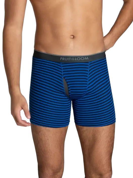 Fruit Of The Loom Men's CoolZone® Boxer Brief Extended Sizes Assorted Stripe/Solid 6 Pack