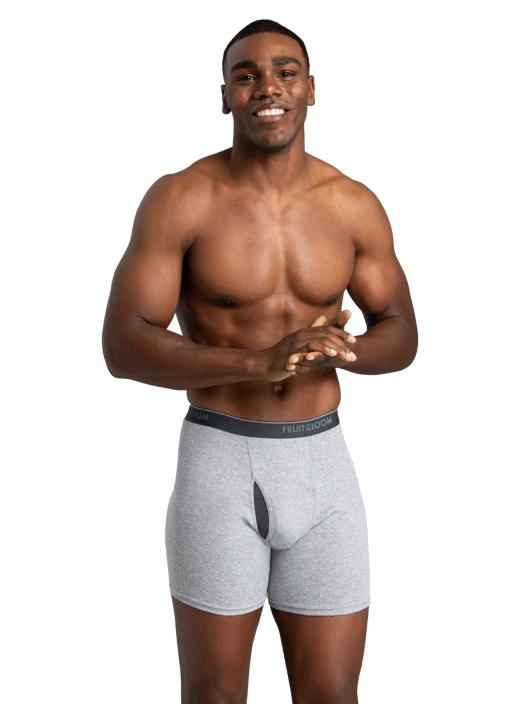 Fruit Of The Loom Men's CoolZone® Boxer Brief Extended Sizes Black And Gray 6 Pack