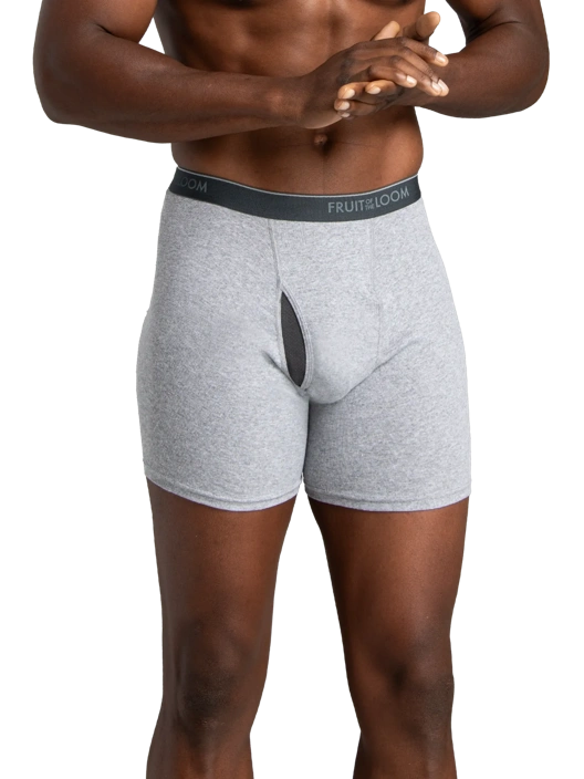 Fruit Of The Loom Men's CoolZone® Boxer Brief Extended Sizes Black And Gray 6 Pack