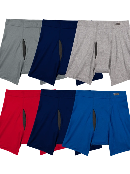 fruit of the loom Men's CoolZone® Covered Waistband Boxer Brief Assorted 6 Pack