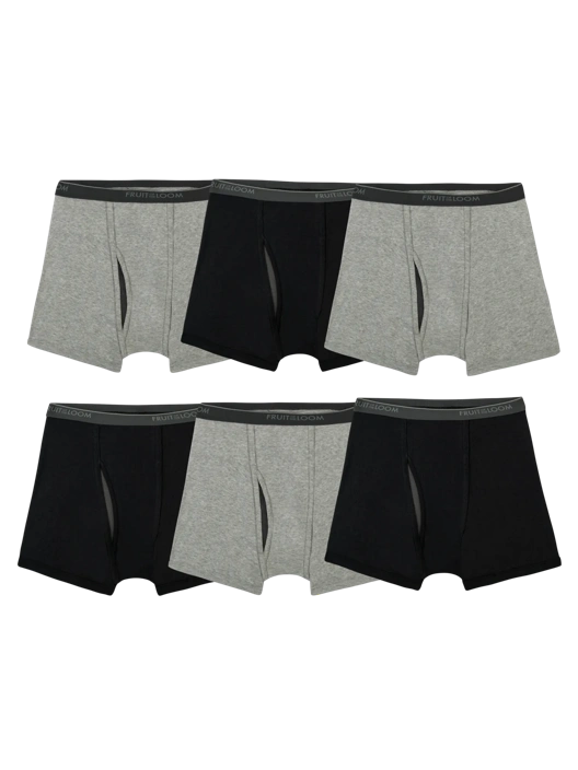 fruit of the loom Men's CoolZone® Fly Short Leg Boxer Briefs Black and Gray 7 Pack