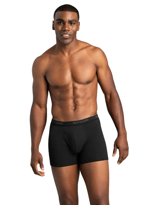 Fruit Of The Loom Men's Cotton Stretch Boxer Brief Black And Gray 6 Pack