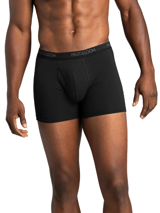Fruit Of The Loom Men's Cotton Stretch Boxer Brief Black And Gray 6 Pack