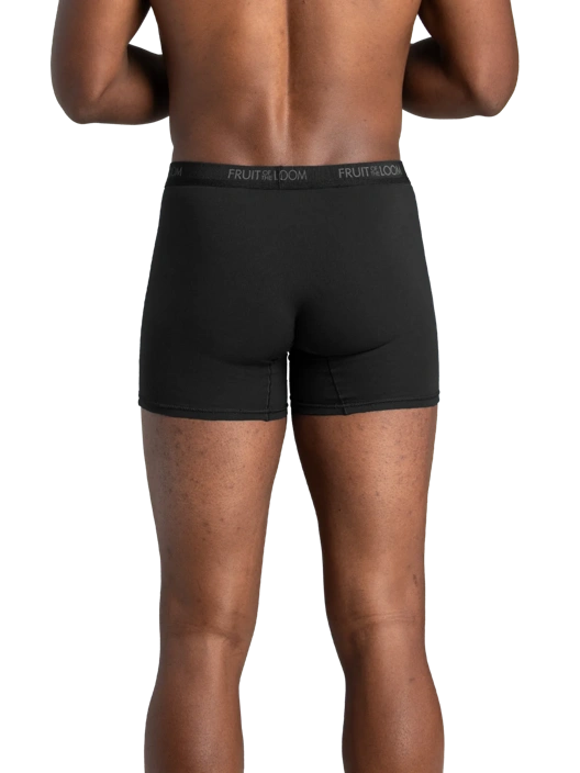 Fruit Of The Loom Men's Cotton Stretch Boxer Brief Black And Gray 6 Pack