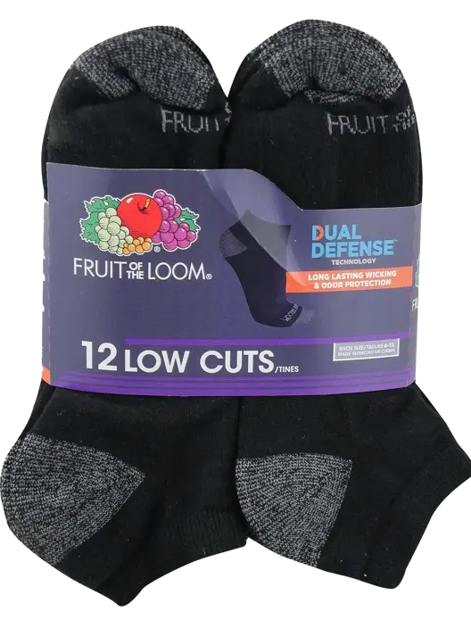 Fruit Of The Loom Men's Dual Defense® Low Cut Socks 12 Pack