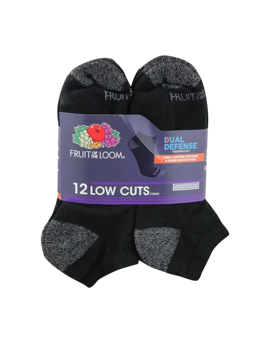 Fruit Of The Loom Men's Dual Defense® Low Cut Socks 12 Pack