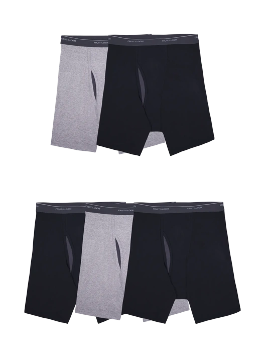 fruit of the loom Men's EverSoft®  CoolZone® Black and Gray Boxer Briefs 5 Pack