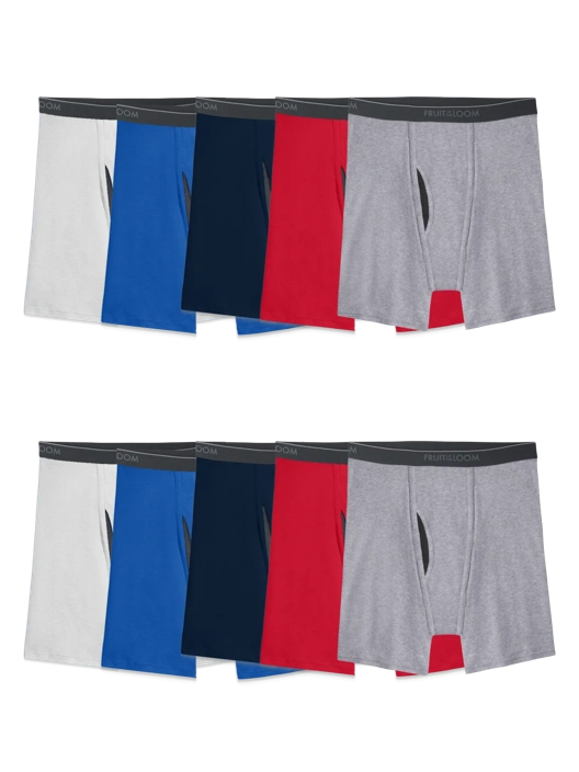 fruit of the loom Men's Eversoft® CoolZone® Fly Boxer Briefs Assorted 10 Pack