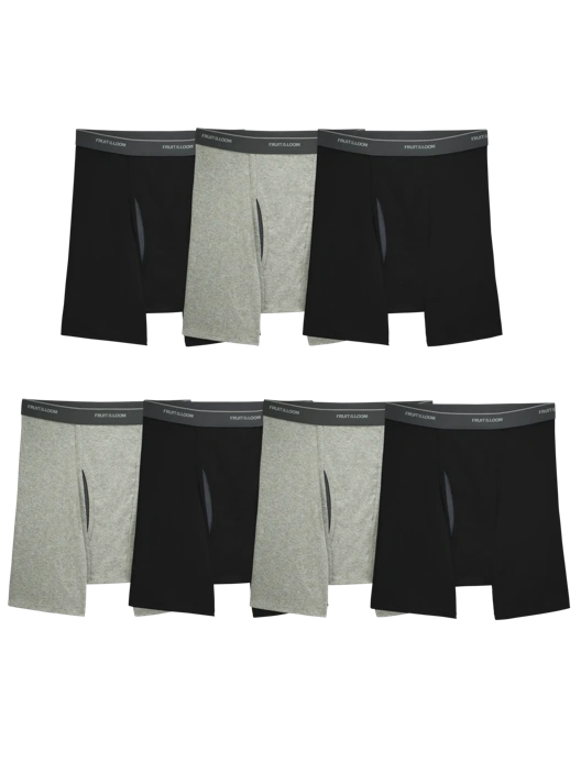 fruit of the loom Men's Eversoft®  CoolZone® Fly Boxer Briefs Black and Gray 7 Pack