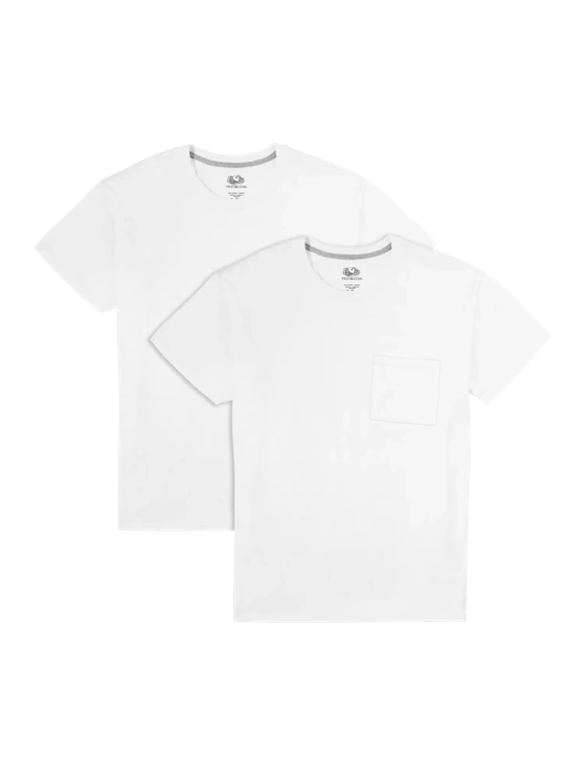 fruit of the loom Men’s Eversoft® Short Sleeve Pocket T-Shirt Extended Sizes 2 Pack