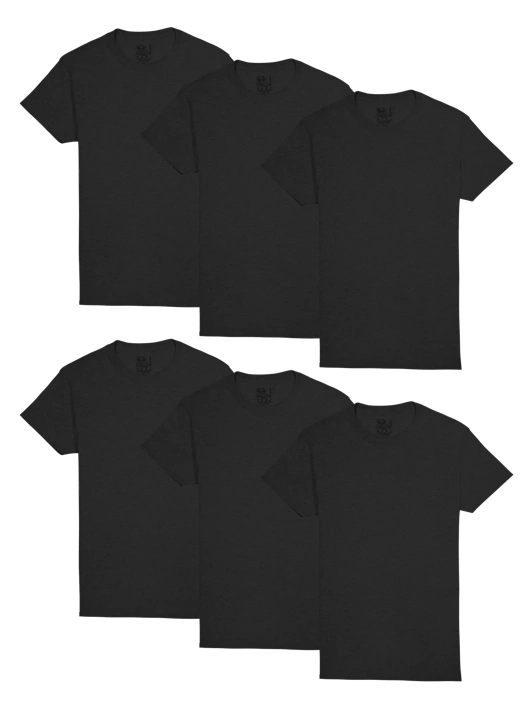 fruit of the loom Men's Short Sleeve Crew T-Shirt Black 6 Pack fruit of the loom Men's Short Sleeve Crew T-Shirt Black 6 Pack