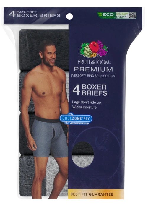 Fruit Of The Loom Men's Signature CoolZone® Boxer Briefs Black And Gray 4 Pack