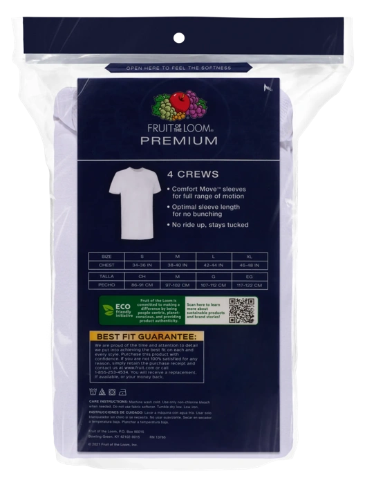 Fruit Of The Loom Men's Signature Undershirt White 4 Pack