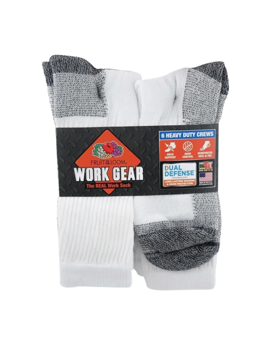 Fruit Of The Loom Men's Work Gear™ Crew Sock 6 Pack