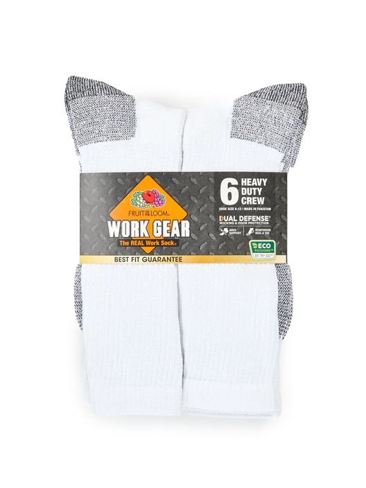 Fruit Of The Loom Men's Work Gear™ Crew Sock 6 Pack