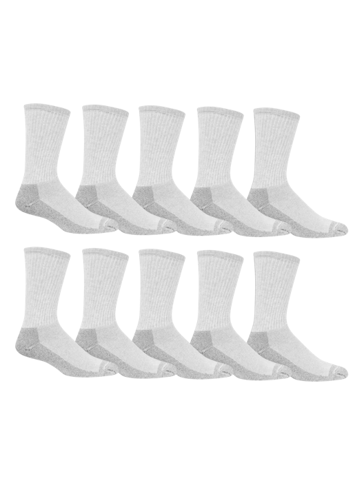 Fruit Of The Loom Men's Work Gear™ Crew Socks Gray 10 Pack Size 6-12