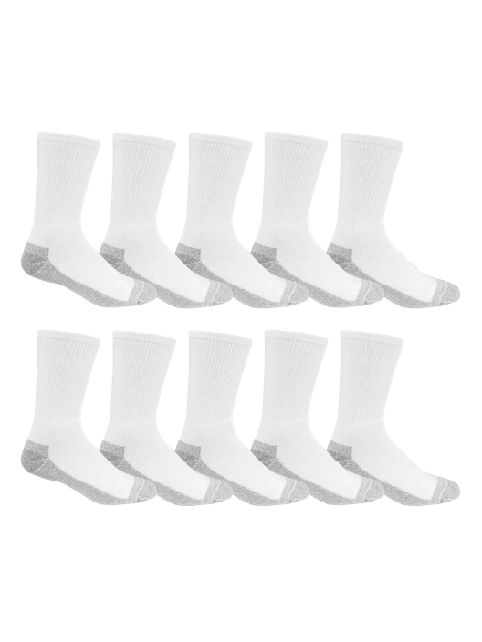 Fruit Of The Loom Men's Work Gear™ Crew Socks White 10 Pack