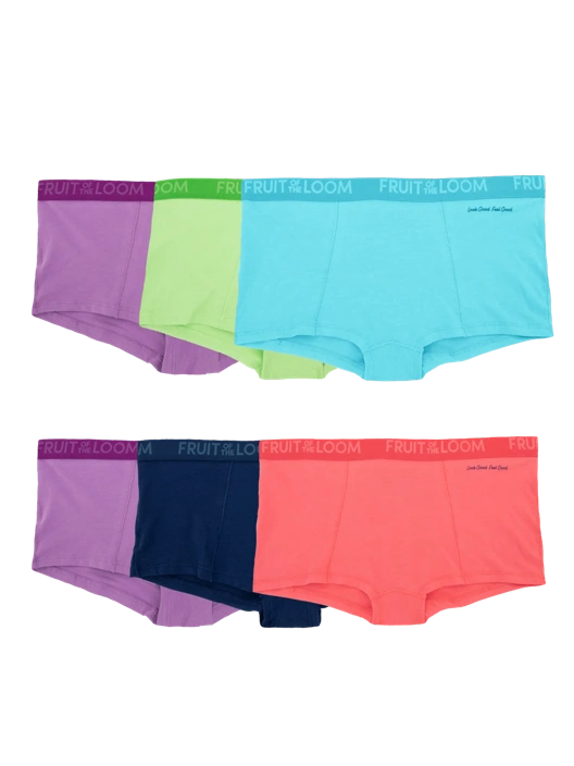 fruit of the loom Signature Women's ENERGIZE Cotton Stretch Boyshort Assorted 6 Pack