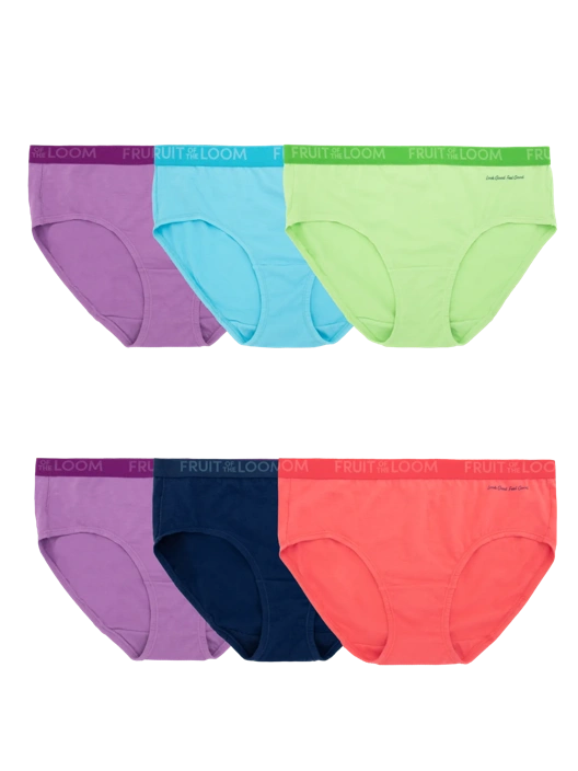 fruit of the loom Signature Women's ENERGIZE Cotton Stretch Brief Assorted 6 Pack